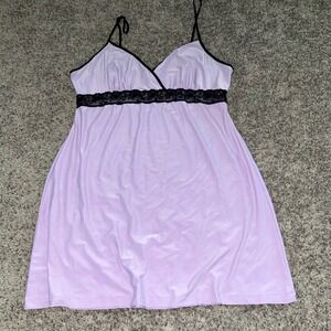 California Dynasty Lilac Lace‎ Trimmed Mini Slip Dress Lingerie Medium